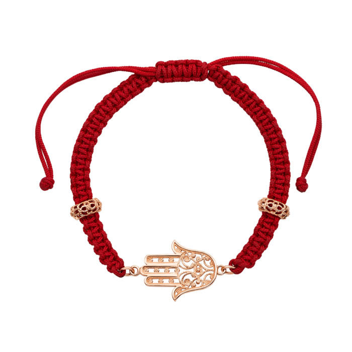 Браслет Хамса (Рука Фатіми) з текстилю з золотими вставками. Артикул 07200/125к