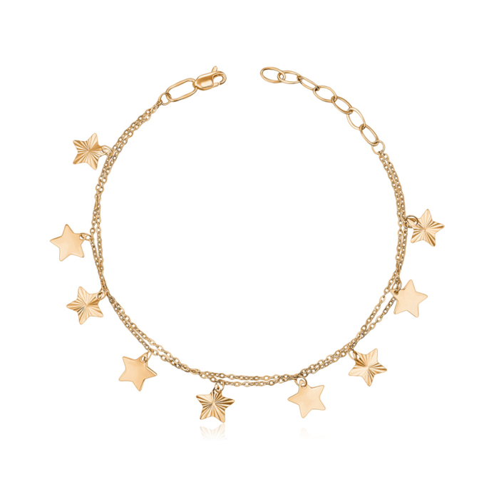 Золотой браслет с подвесками-звездочками без вставки 07234-1/01/2