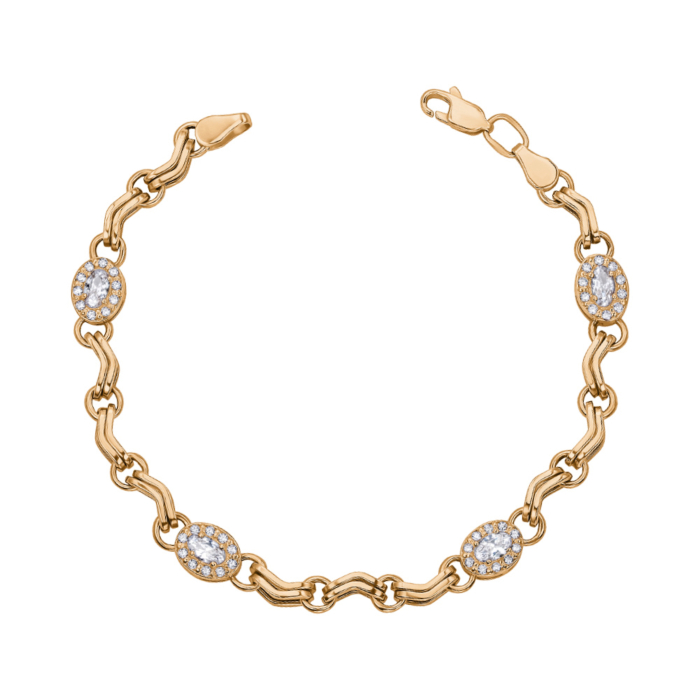 Золотий браслет з фіанітами. Артикул 07414