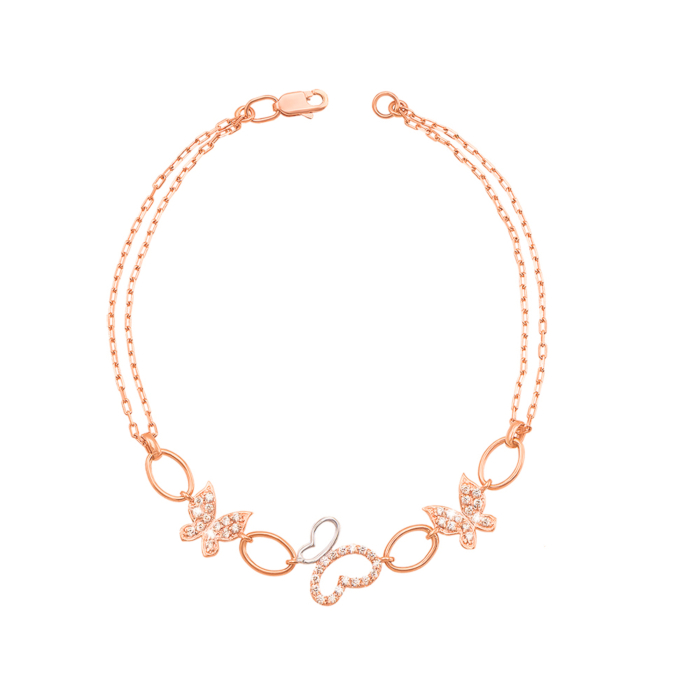 Золотой браслет «Бабочка» с фианитами. Артикул 07501