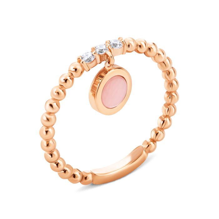 Золота каблучка з фіанітами і перламутром. Артикул UG51/101/078