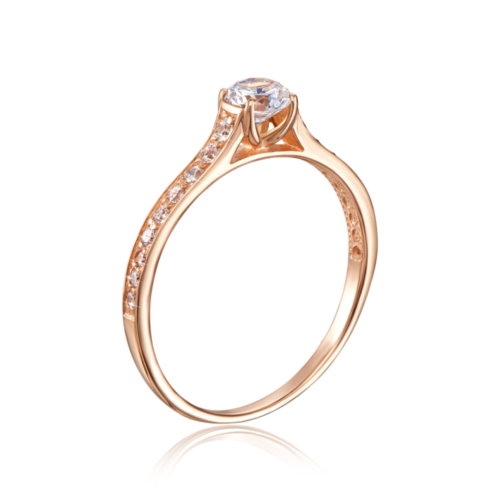 Золотое кольцо с фианитами. Артикул 12181