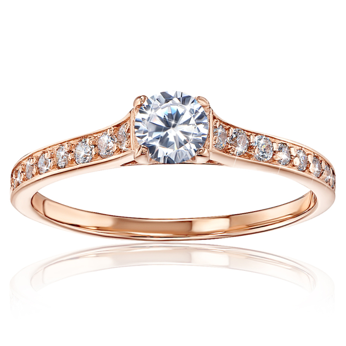 Золотое кольцо с фианитами. Артикул 12181