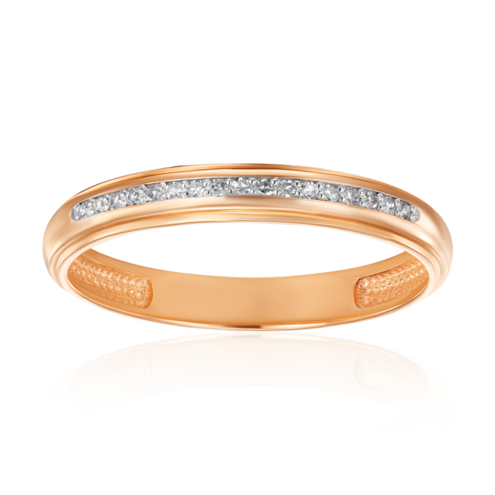 Обручальное золотое кольцо с бриллиантами. Артикул 100011/01/1/8007