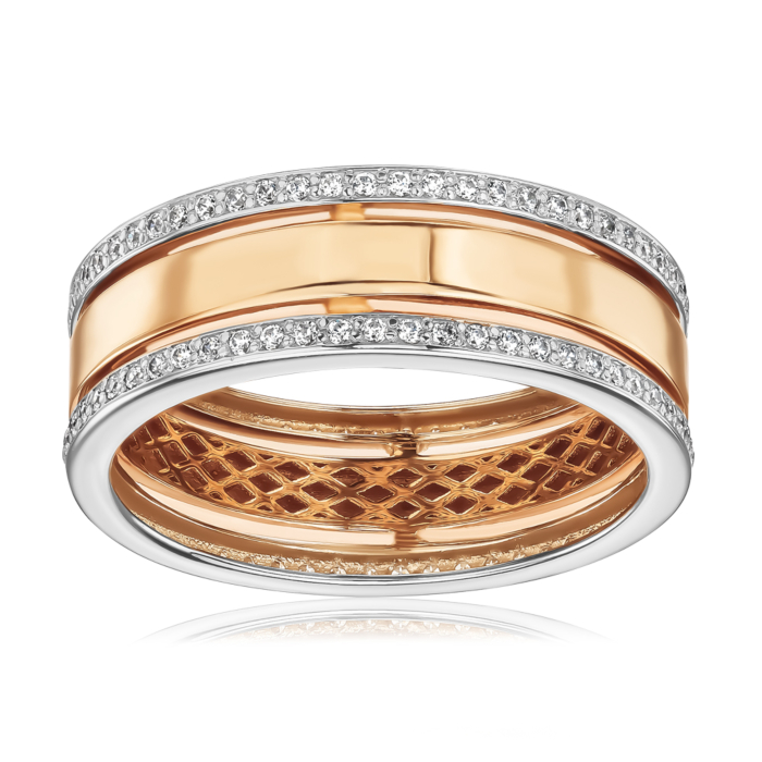 Золота обручка з фіанітами Tesori Zirconia. Артикул 100012/01/1/4376