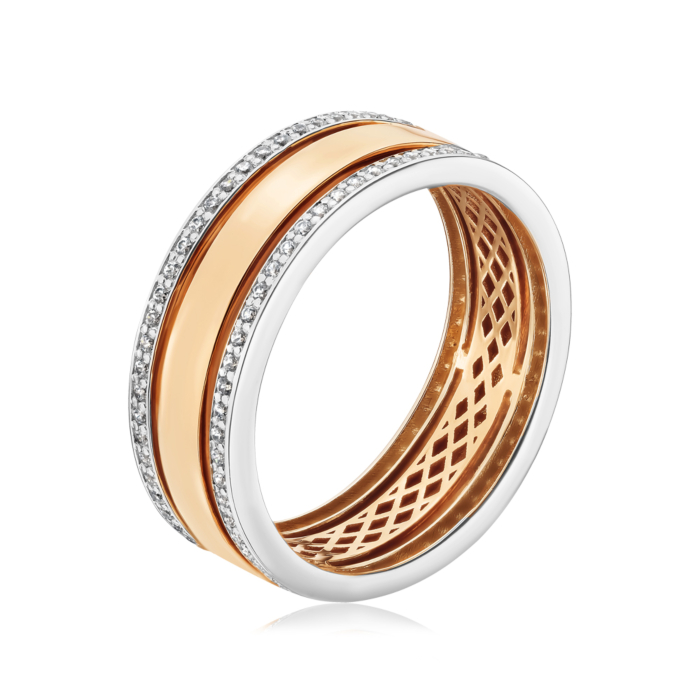 Золота обручка з фіанітами Tesori Zirconia. Артикул 100012/01/1/4376