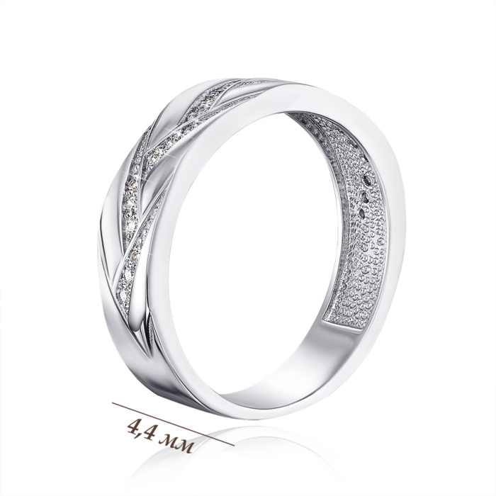 Золота обручка з діамантами. Артикул 100014/02/1/9128