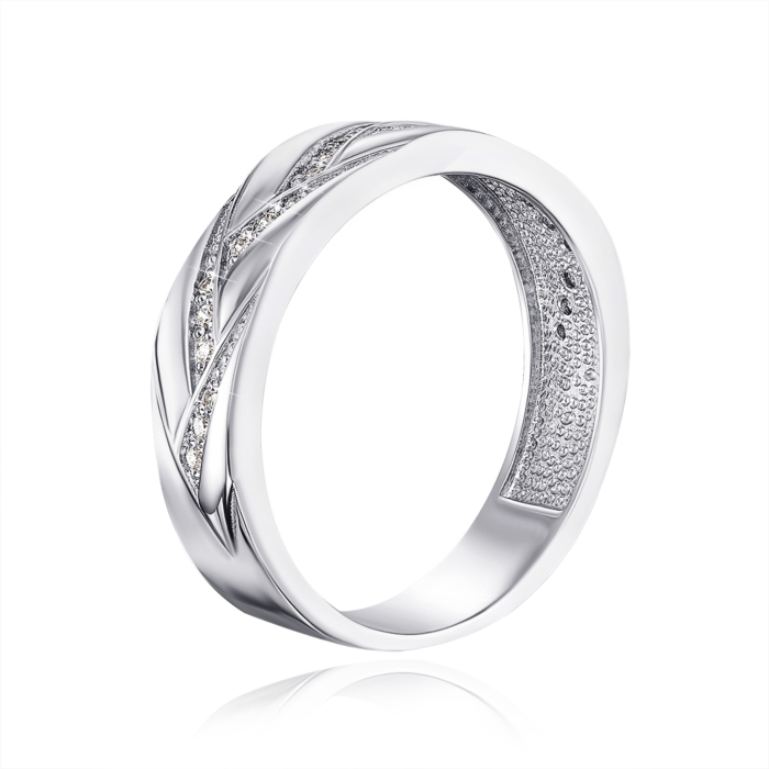 Золота обручка з діамантами. Артикул 100014/02/1/9128