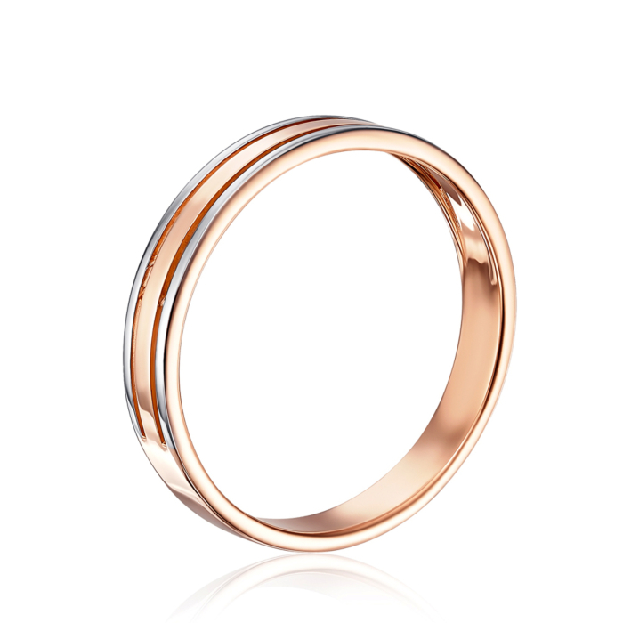 Обручальное комбинированное кольцо. Артикул 100015-1/01/1