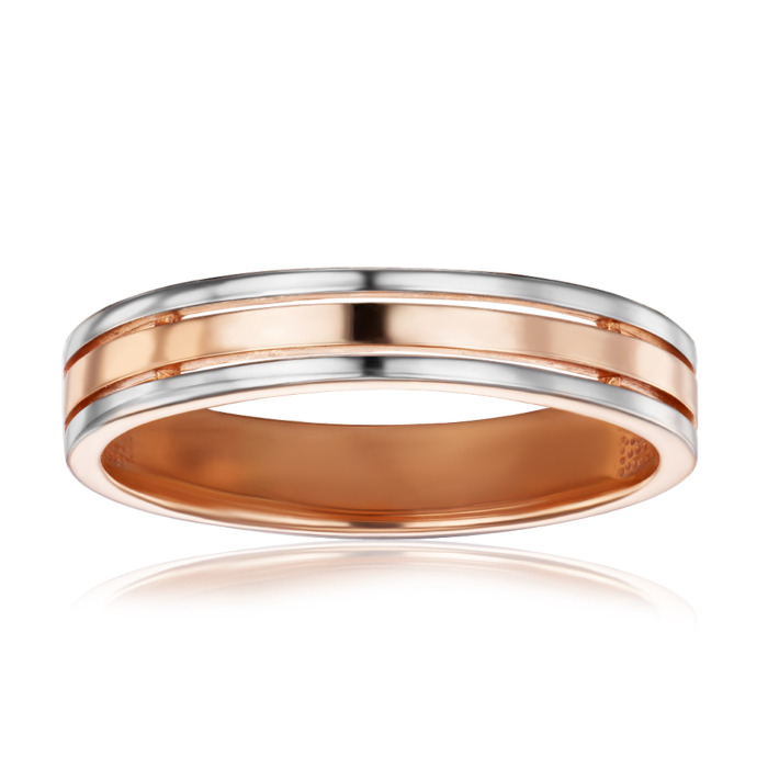 Обручальное комбинированное кольцо. Артикул 100015-1/01/1