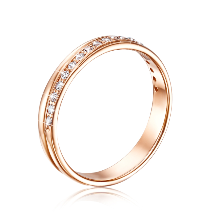Обручальное золотое кольцо с фианитами. Артикул 100018-1/01/0/13