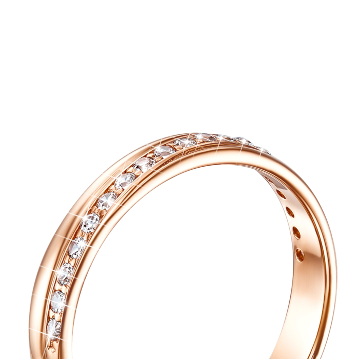 Обручальное золотое кольцо с фианитами. Артикул 100018-1/01/0/13