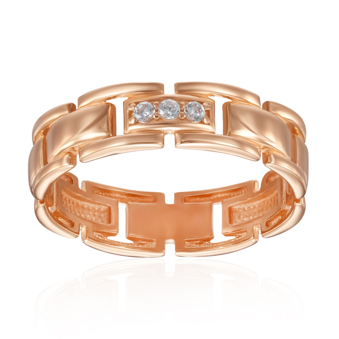 Золотое обручальное кольцо с фианитами. Артикул 100019-1/01/0/3