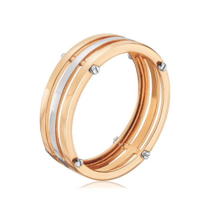 Обручка з комбінованого золота без вставки. Артикул 100024-1/14/1