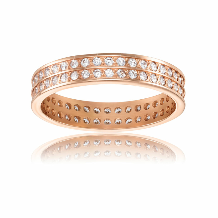 Обручальное кольцо с фианитами. Артикул 1083/01/0/13