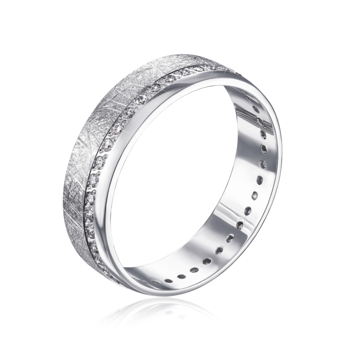 Срібна обручка з фіанітами. Артикул 10134-11/12/1/13