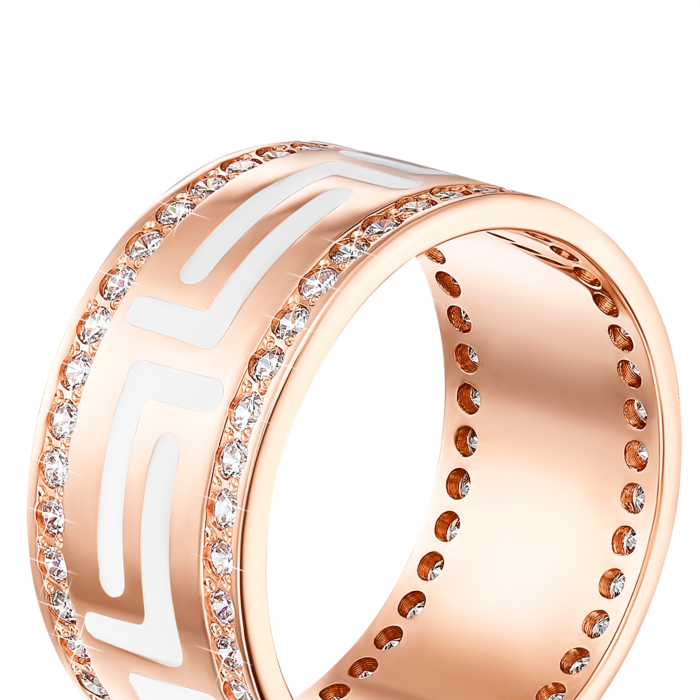 Обручка з емаллю і фіанітами. Артикул 10145