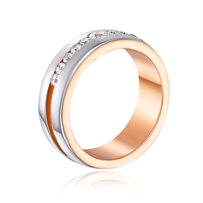 Обручальное кольцо с фианитами. Артикул 10147/1