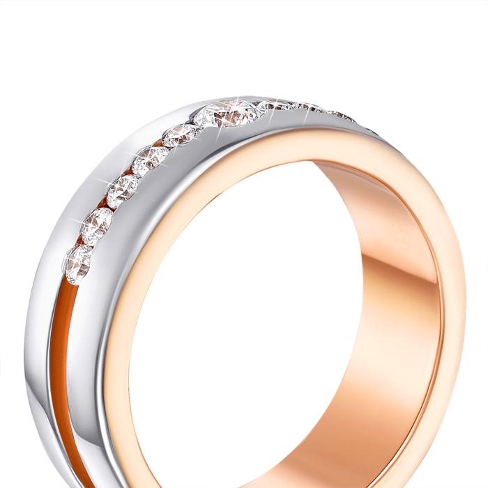 Обручальное кольцо с фианитами. Артикул 10147/1