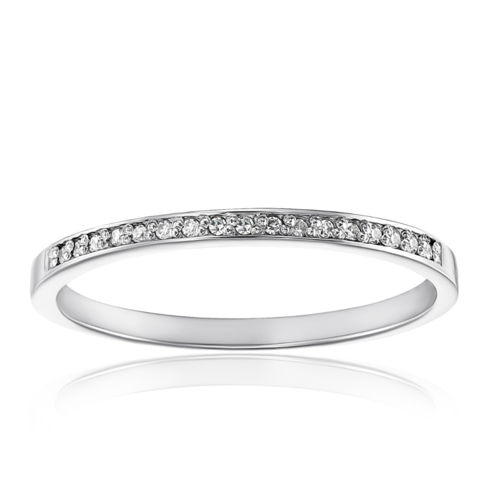 Обручка з білого золота з діамантами 10156/0.8S б