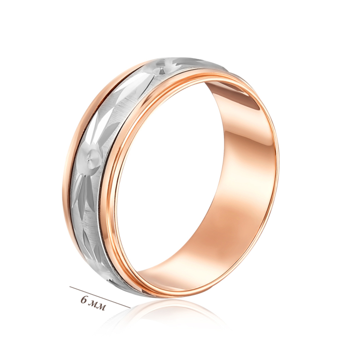 Обручальное кольцо комбинированное. Модель «Антистресс». Артикул 1033