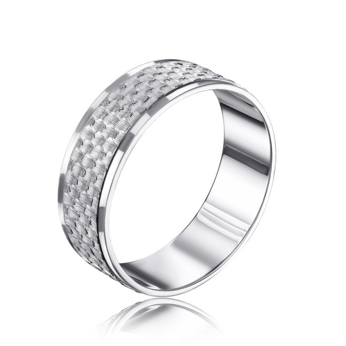 Срібна обручка з алмазною гранню. Артикул 1070-1/12/3