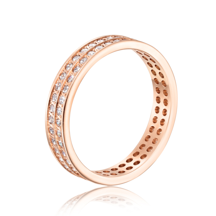 Обручальное кольцо с фианитами. Артикул 1083/01/0/13