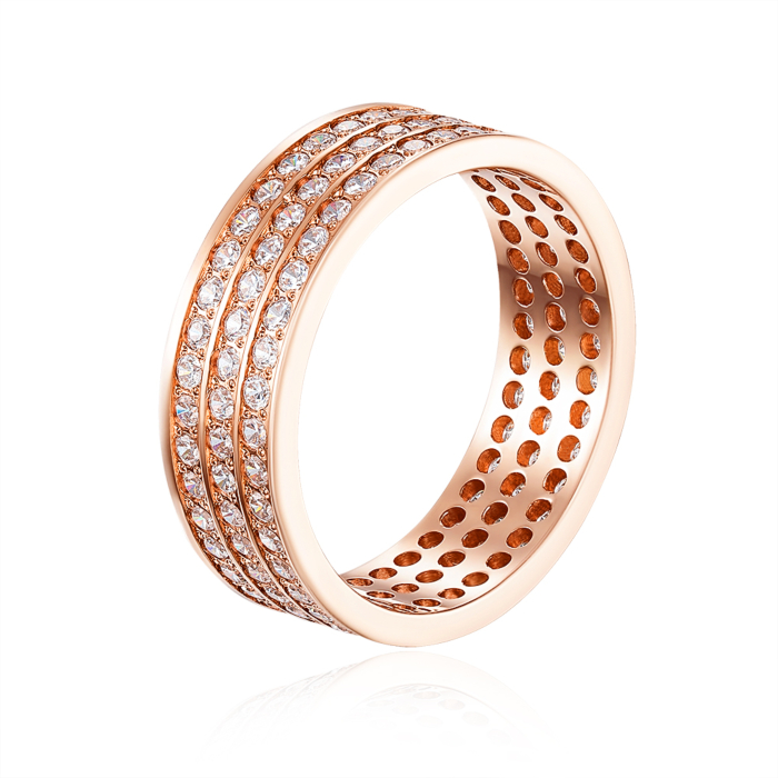 Обручальное кольцо с фианитами. Артикул 1084