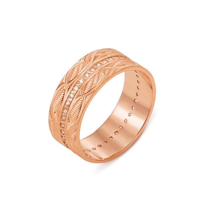 Обручальное кольцо с фианитами. Артикул 1091