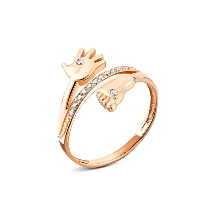 Золота каблучка Ніжка-долонька з фіанітами. Артикул UG5110026/01/01/0021