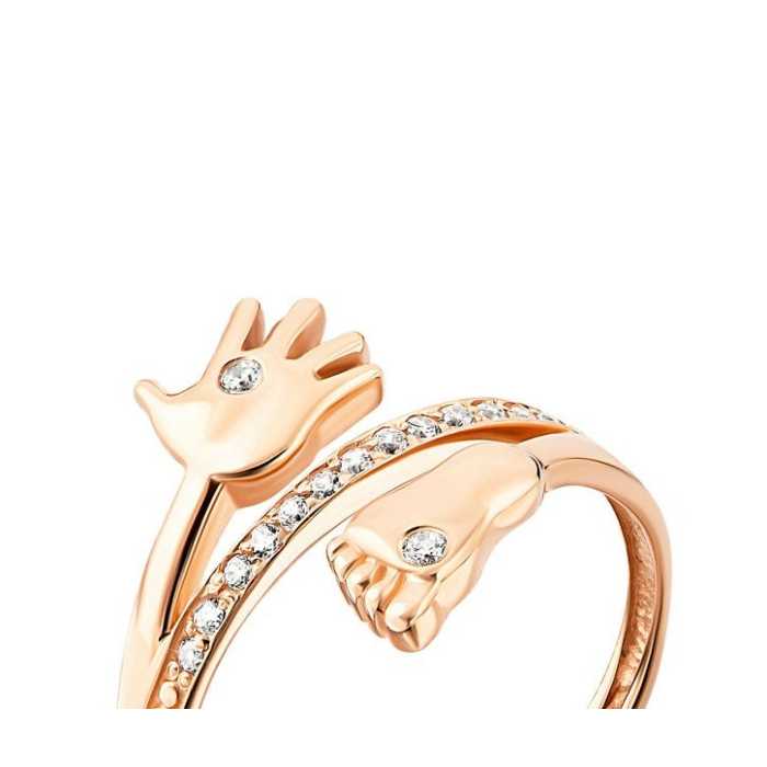 Золота каблучка Ніжка-долонька з фіанітами. Артикул UG5110026/01/01/0021