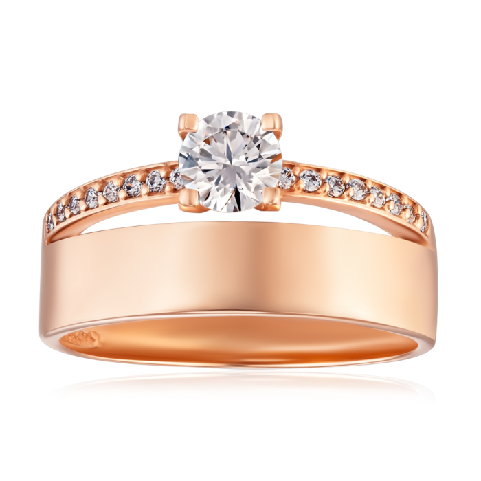 Золота каблучка з фіанітами. Артикул 1101430101