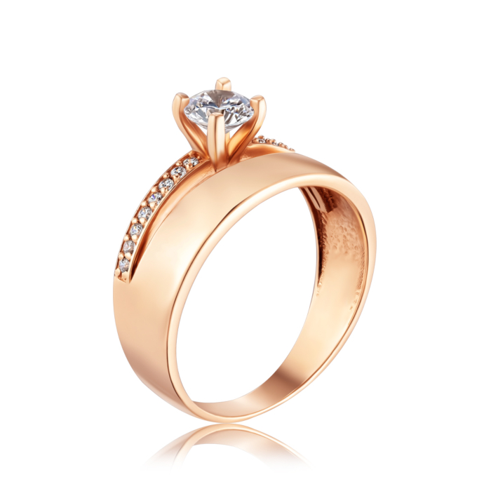 Золота каблучка з фіанітами. Артикул 1101430101