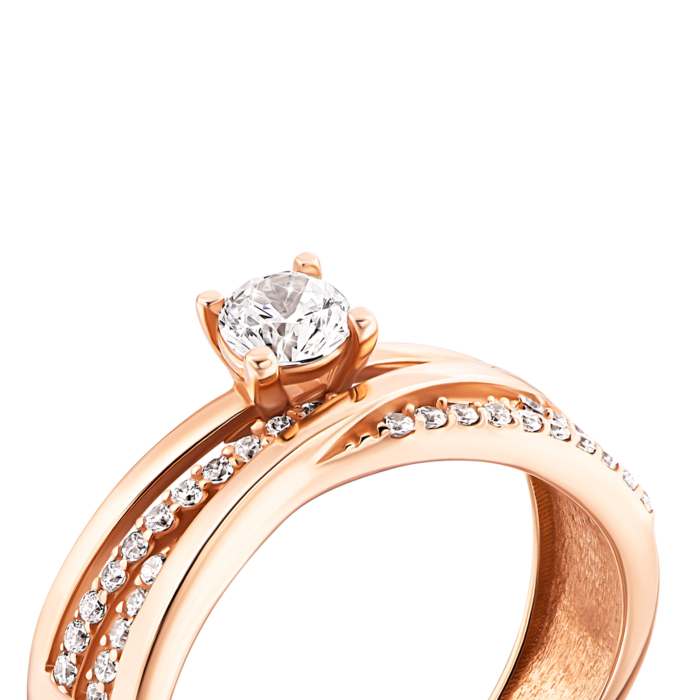 Золотое кольцо с фианитами. Артикул UG5110526810101