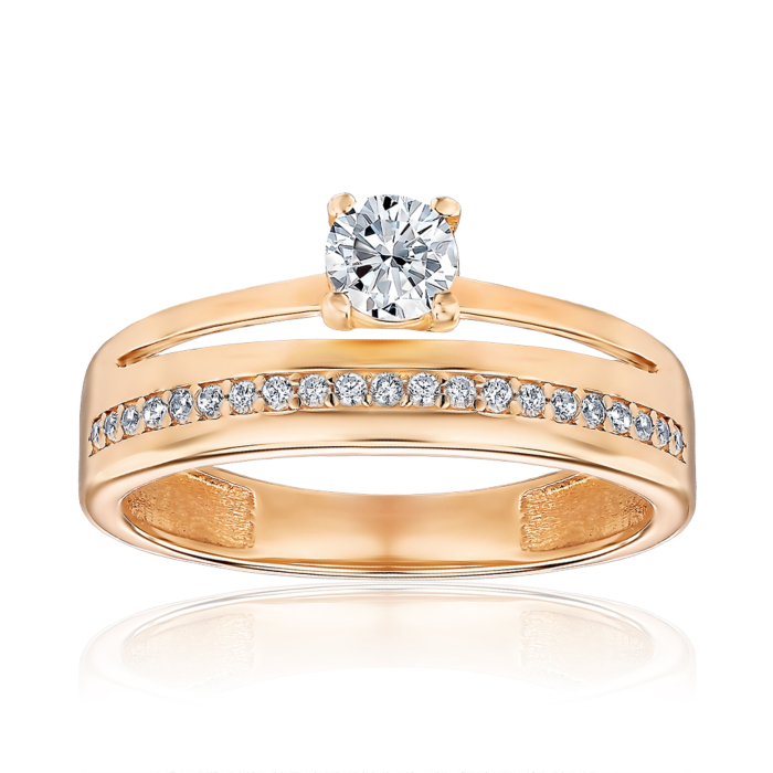 Золотое кольцо с фианитами. Артикул 1105269101