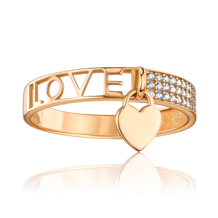 Золотое кольцо Love с фианитами 1106719101-R/01/1