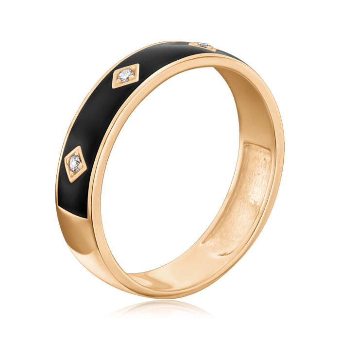 Золотое кольцо с эмалью и фианитами. Артикул 1106913101-R/01/627