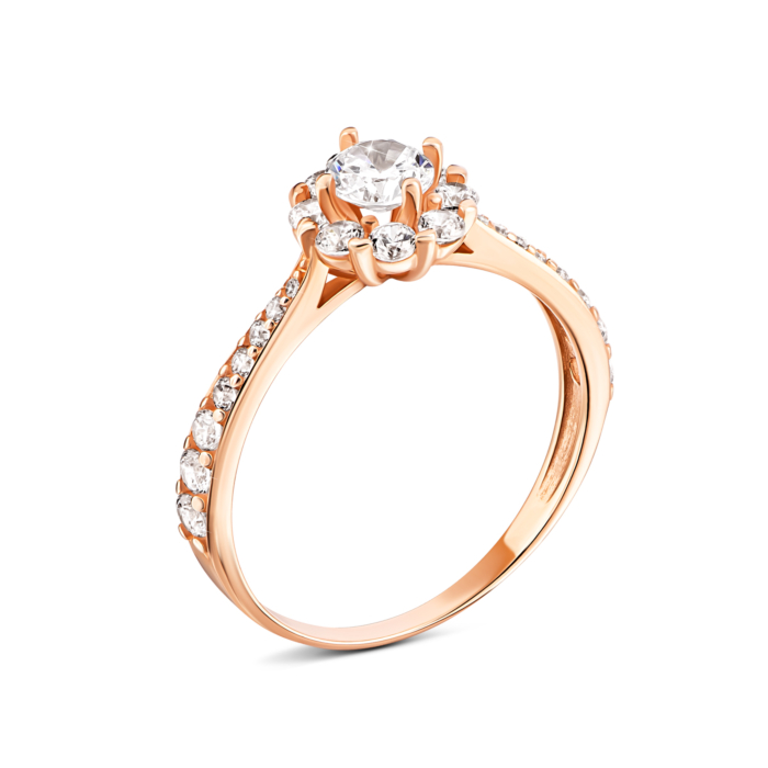 Золотое кольцо с фианитами. Артикул UG5110812510101