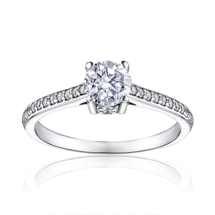 Каблучка з білого золота з фіанітами 1108864102-R/02/1