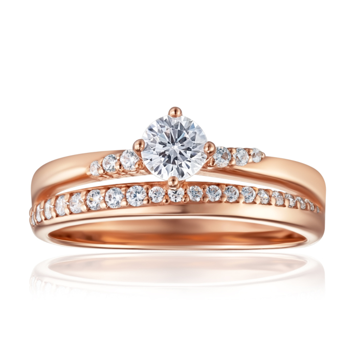 Золота каблучка з фіанітами. Артикул 1108980101-R/01/1