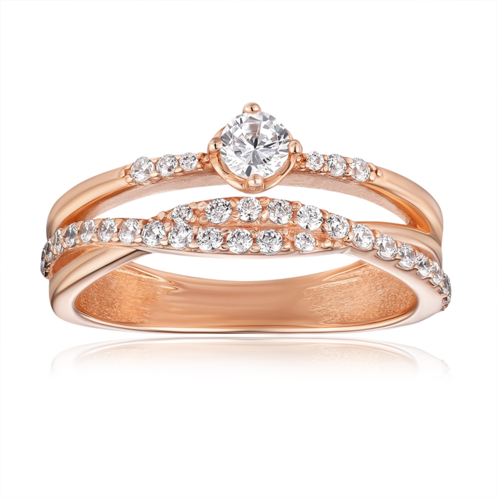 Золотое кольцо с фианитами. Артикул 1108998101-R/01/1