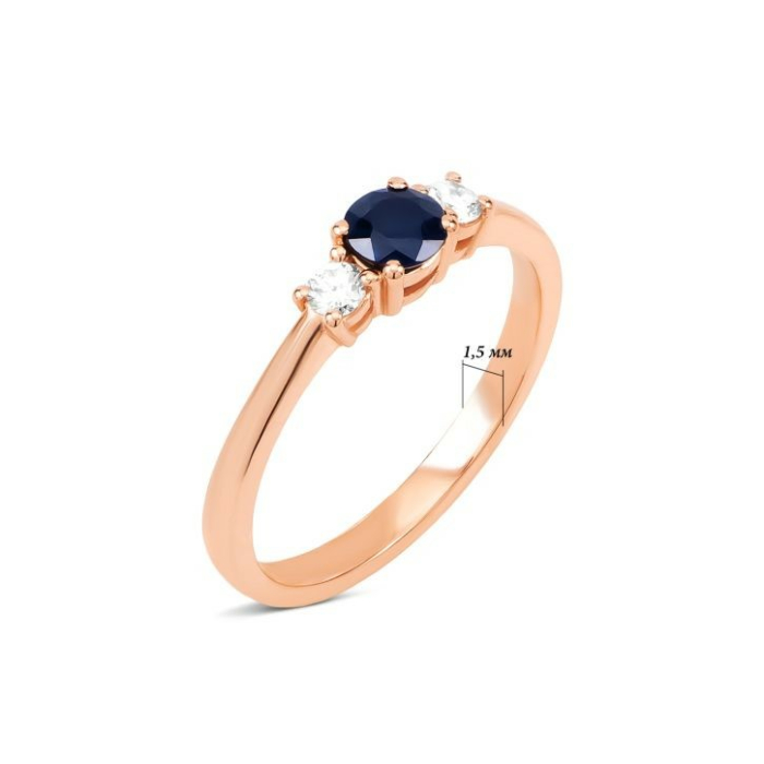 Золота каблучка з сапфіром та діамантами. Артикул UG51111019701 D sap