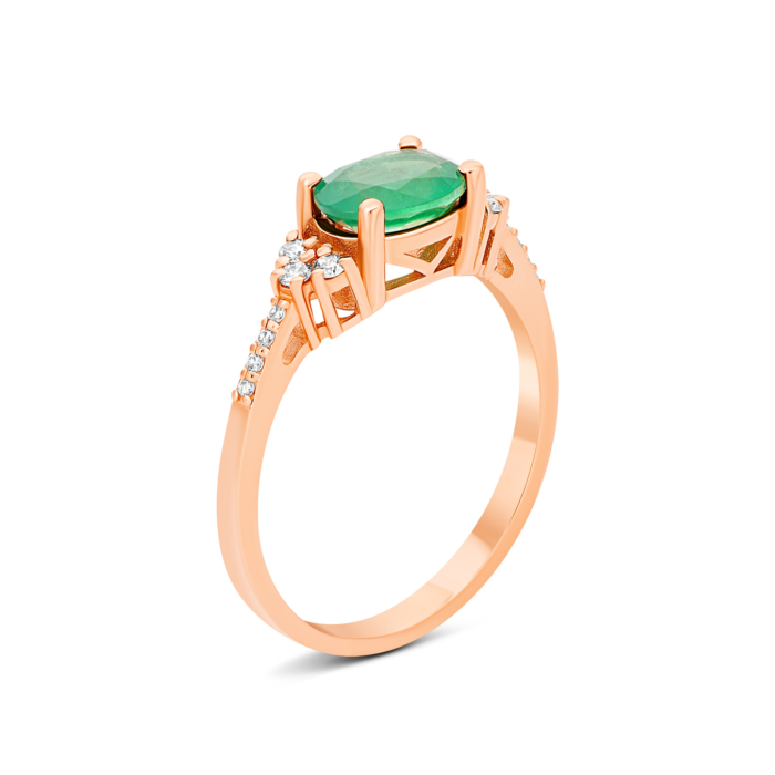 Золота каблучка зі смарагдом і діамантами. Артикул UG51111514601 бр см
