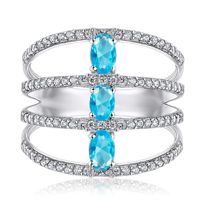 Серебряное кольцо с кварцем и фианитами. Артикул 1176/1р-QSWB