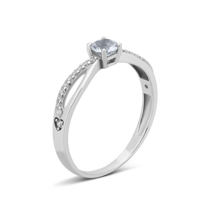 Серебряное кольцо с топазом и фианитами. Артикул UG51183К.т.Rh
