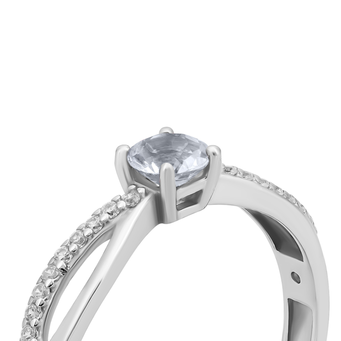 Серебряное кольцо с топазом и фианитами. Артикул UG51183К.т.Rh