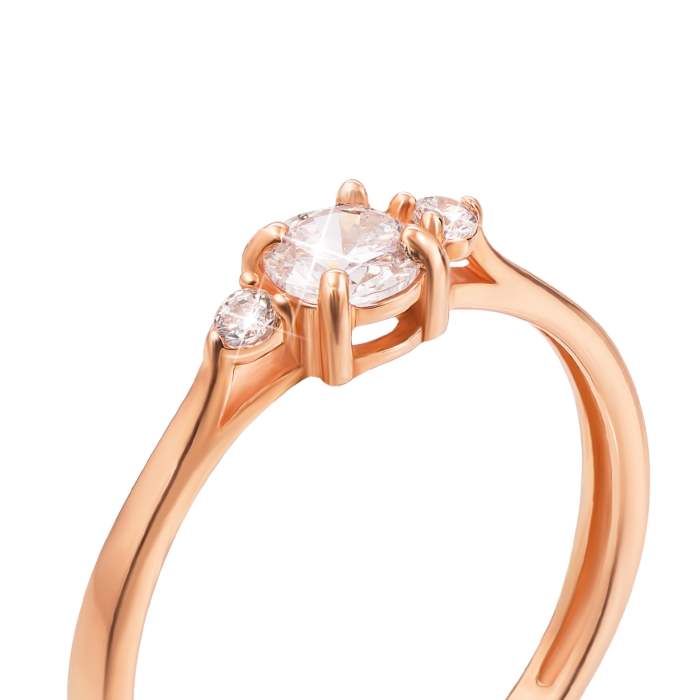 Золота каблучка з фіанітами. Артикул 11904