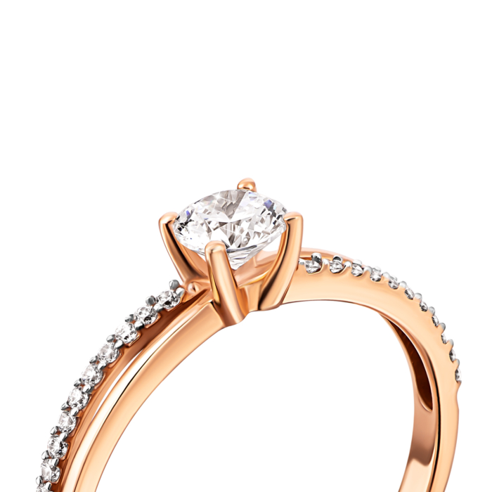 Золота каблучка з фіанітами. Артикул UG5119101810101