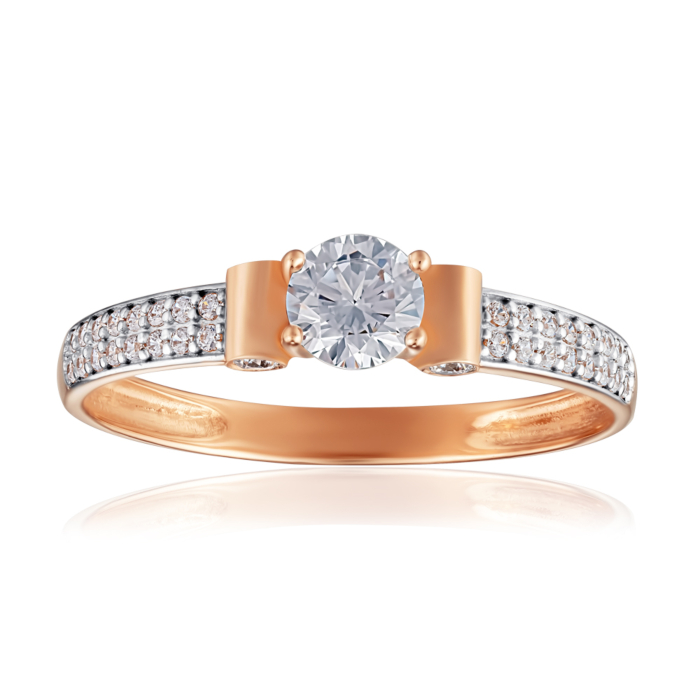 Золота каблучка з фіанітами. Артикул 1191127101