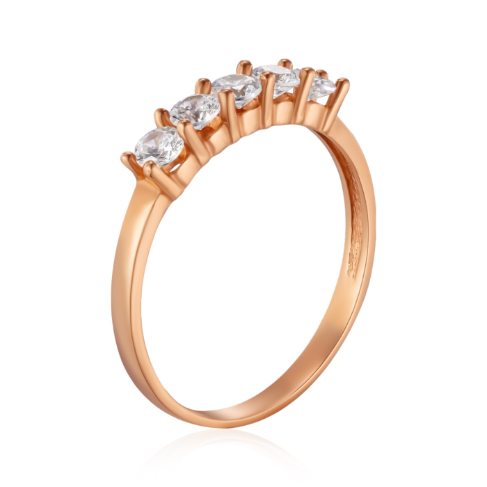 Золота каблучка з фіанітами. Артикул 1191270101